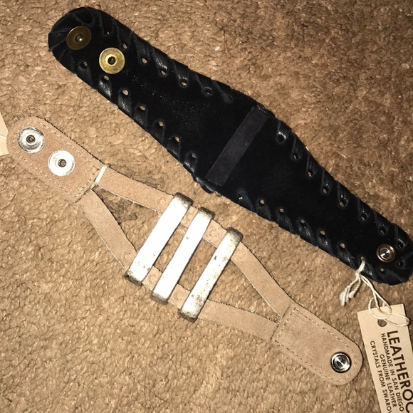 Genuine leather bracelet x Swarovski crystals! New - Picture 5 of 6